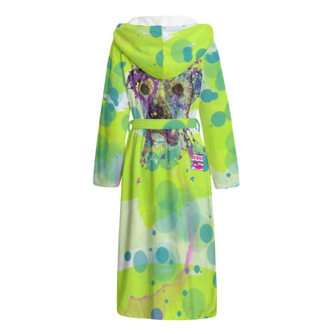 Preview: Bunter Bademantel Dio aus Flanell – flauschig & farbenfroh, Größen S–2XL